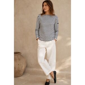Saint James LAtelier Breton Striped Long Sleeve Top Navy White France Women 34 S